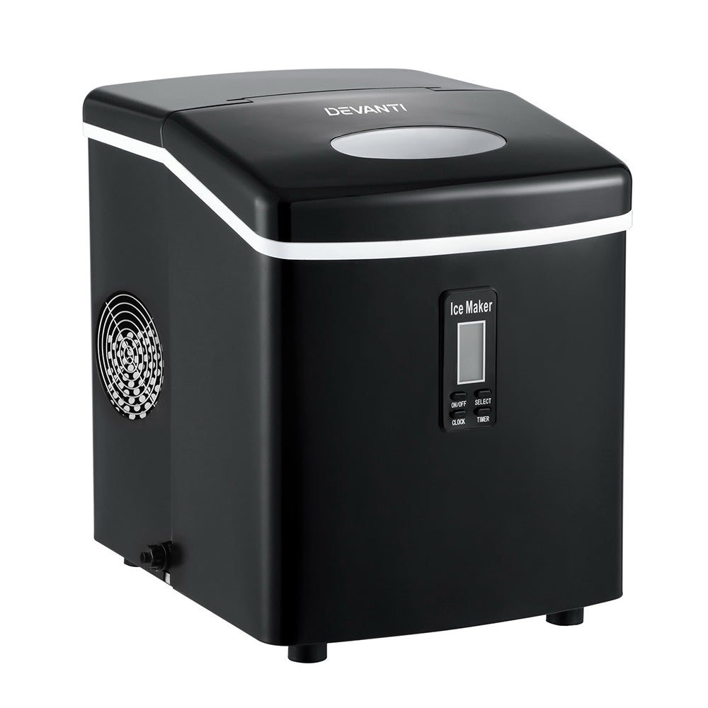 DEVANTI 3.2L Portable Ice Cube Maker Machine Benchtop Counter Black Appliances > Kitchen Appliances