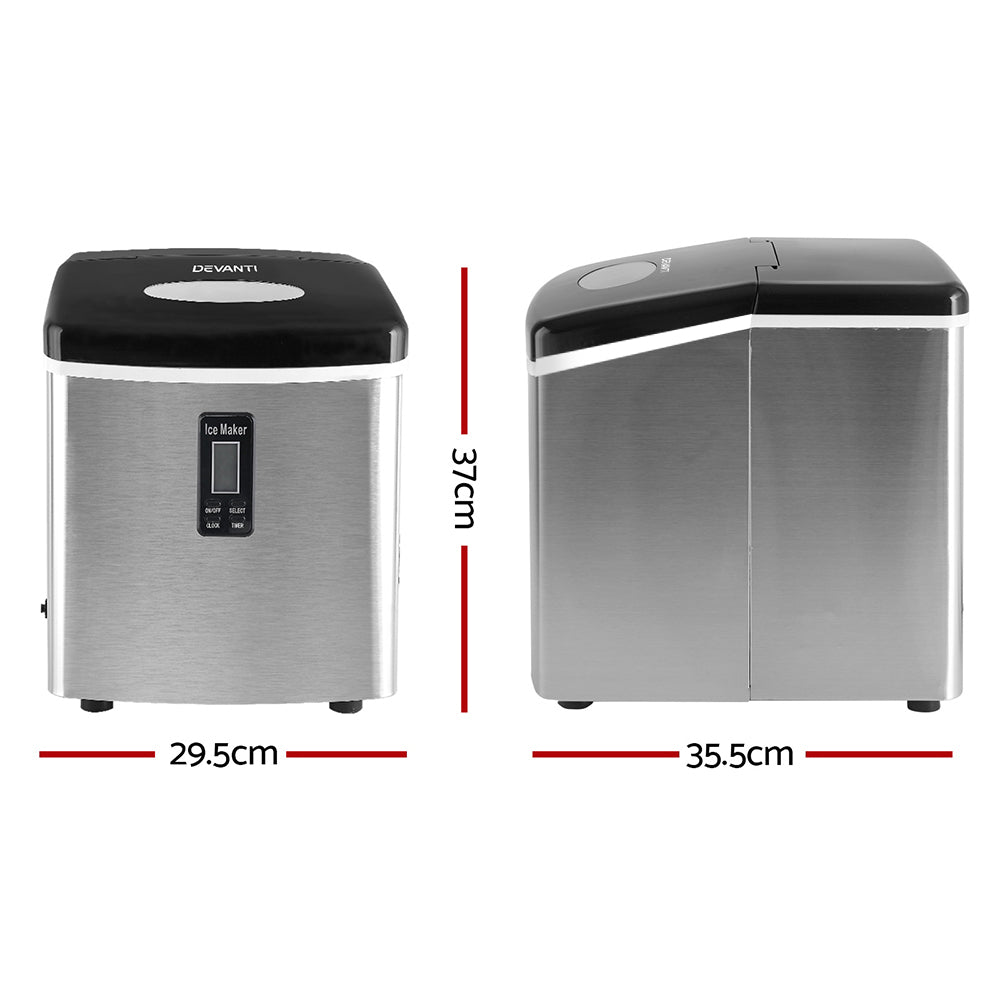 Devanti 3.2L Stainless Steel Portable Ice Cube Maker Appliances > Kitchen Appliances