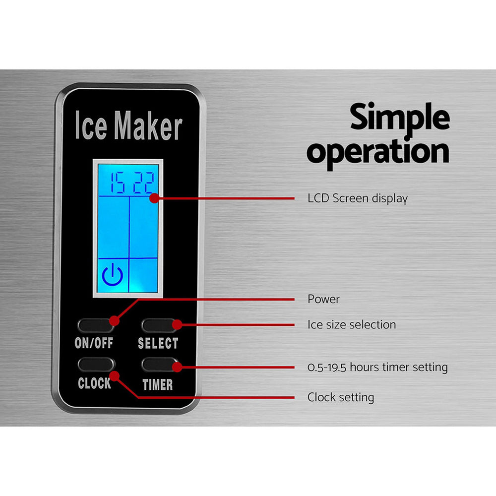 Devanti 3.2L Stainless Steel Portable Ice Cube Maker Appliances > Kitchen Appliances