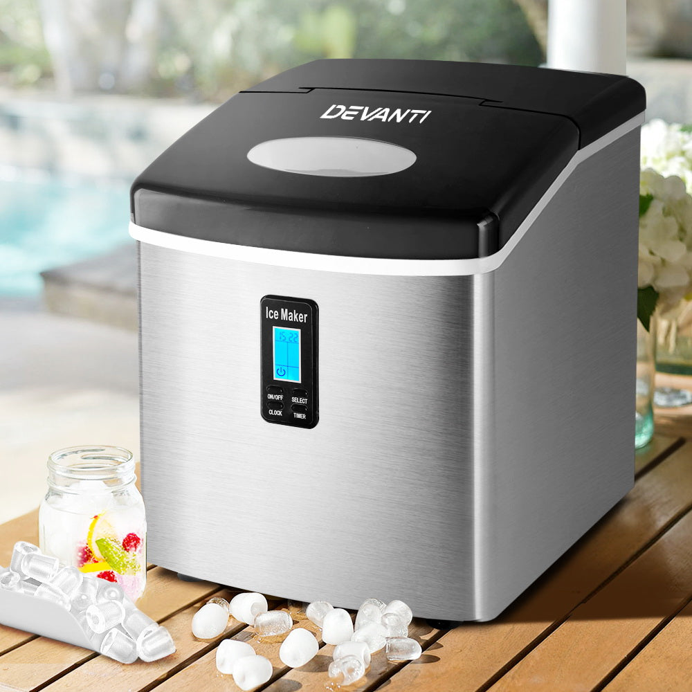 Devanti 3.2L Stainless Steel Portable Ice Cube Maker Appliances > Kitchen Appliances