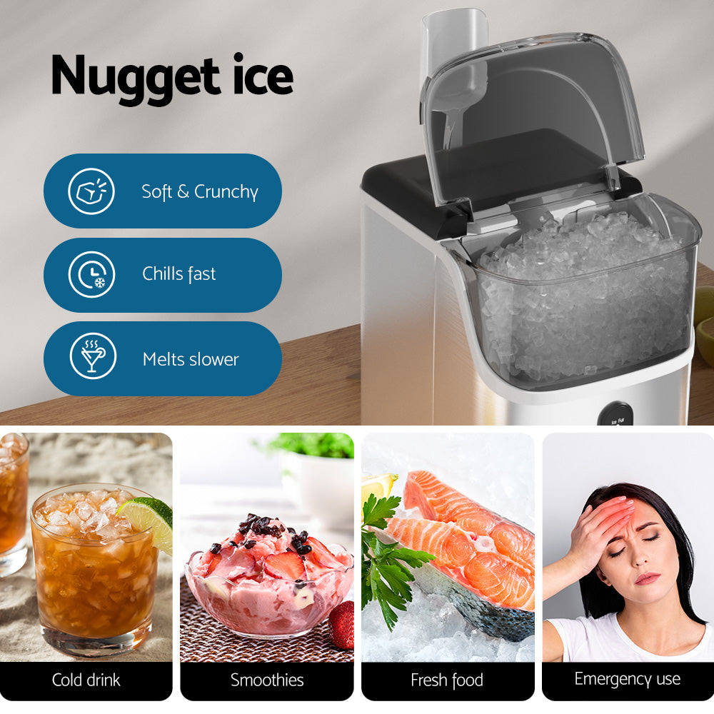 Devanti Ice Maker Machine 15kg Nugget Ice Cube Appliances > Kitchen Appliances > Ice Makers