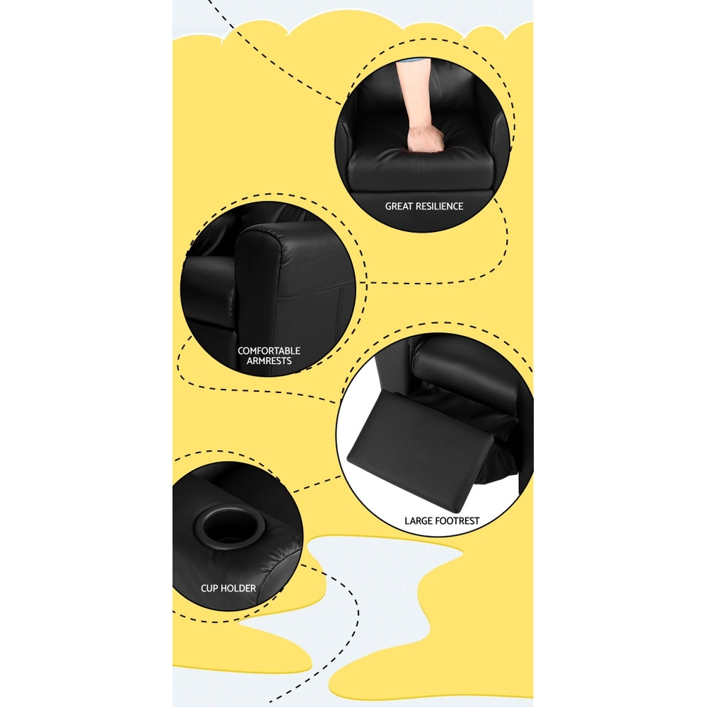 Keezi Kids Recliner Chair PU Leather Sofa Lounge Couch Children Armchair Black - Baby & Kids > Kid’s Furniture > Kid’s