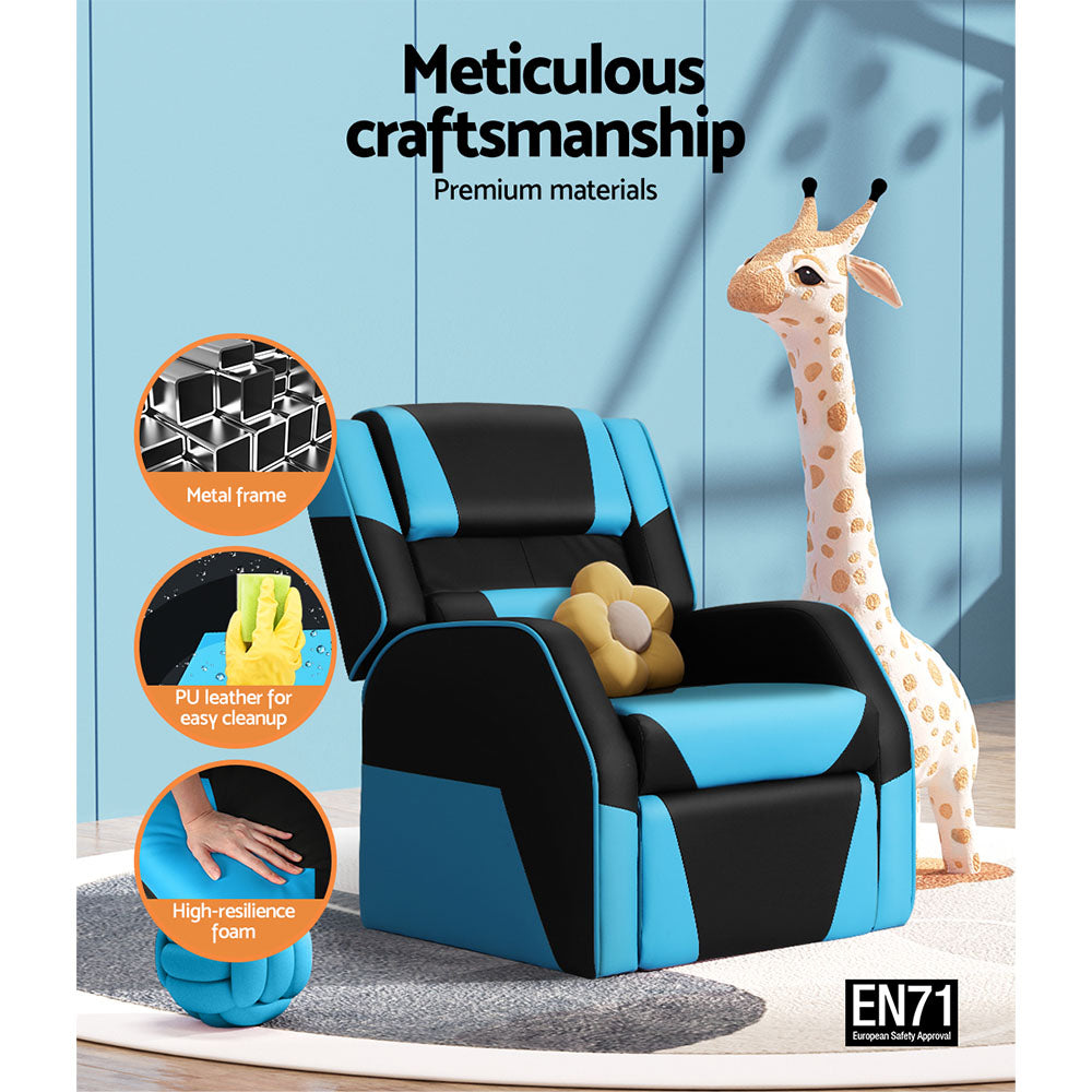 Keezi Kids Recliner Chair PU Leather Gaming Sofa Lounge Couch Children Armchair - Baby & Kids > Kid’s Furniture > Kid’s