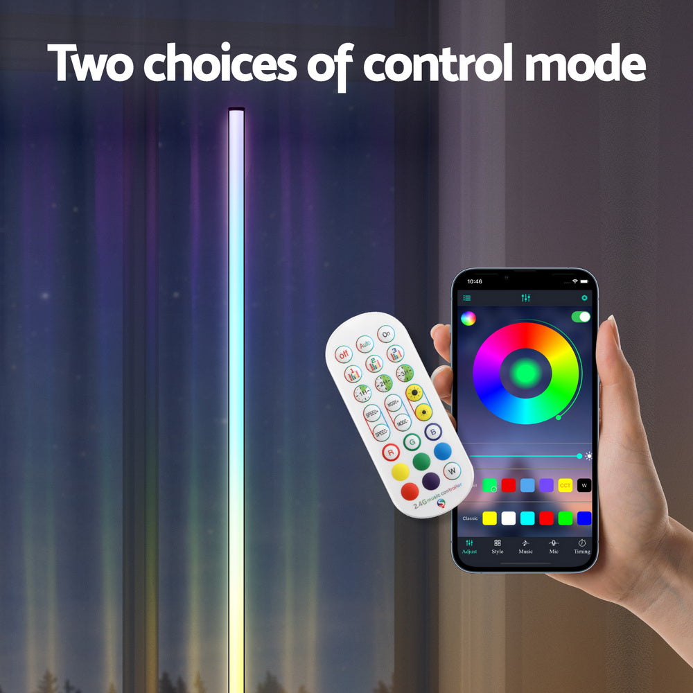 Artiss RGB LED Floor Lamp Remote Control Corner Light Stand Gaming Room 150CM - Home & Garden > Lighting > Floor Lamps