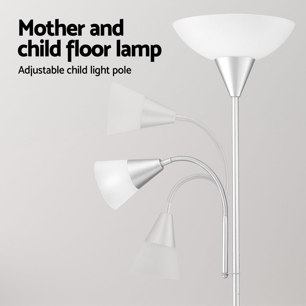 Artiss Floor Lamp Mother and Child Modern Home Living Room Office Reading Silver Home & Garden > Lighting > Floor Lamps