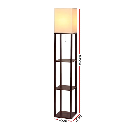 Artiss Floor Lamp 3 Tier Shelf Storage LED Light Stand Home Room Vintage White Furniture > Bedroom