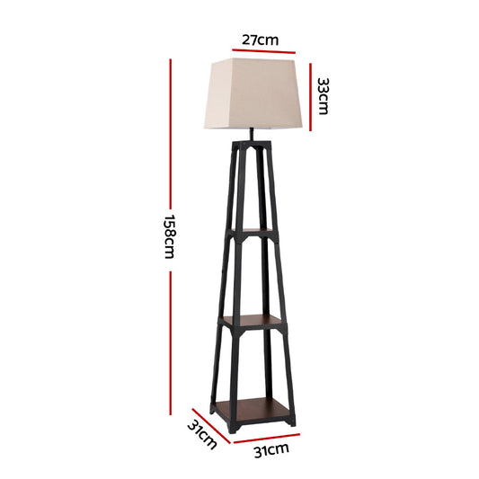 Artiss Floor Lamp 3 Tier Shelf Storage LED Light Stand Home Room Vintage White Home & Garden > Lighting > Floor Lamps