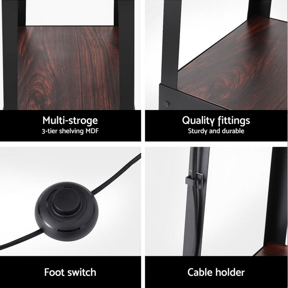 Floor Lamp 3 Tier Shelf Storage LED Light Stand Home Room Vintage White - Home & Garden > Lighting > Floor Lamps