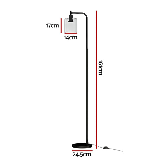 Artiss Floor Lamp Light Stand Modern Home Living Room Office Reading Glass Shade Black Home & Garden > Lighting > Floor