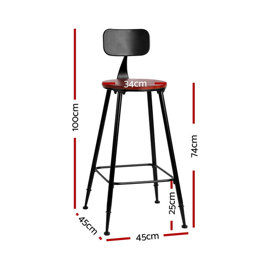 Artiss 2x Bar Stools Vintage Metal Chairs Furniture > Bar Stools & Chairs