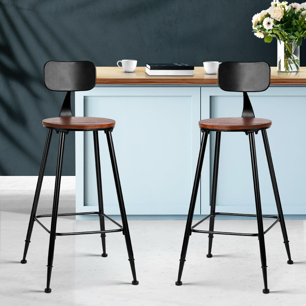 Artiss 2x Bar Stools Vintage Metal Chairs Furniture > Bar Stools & Chairs
