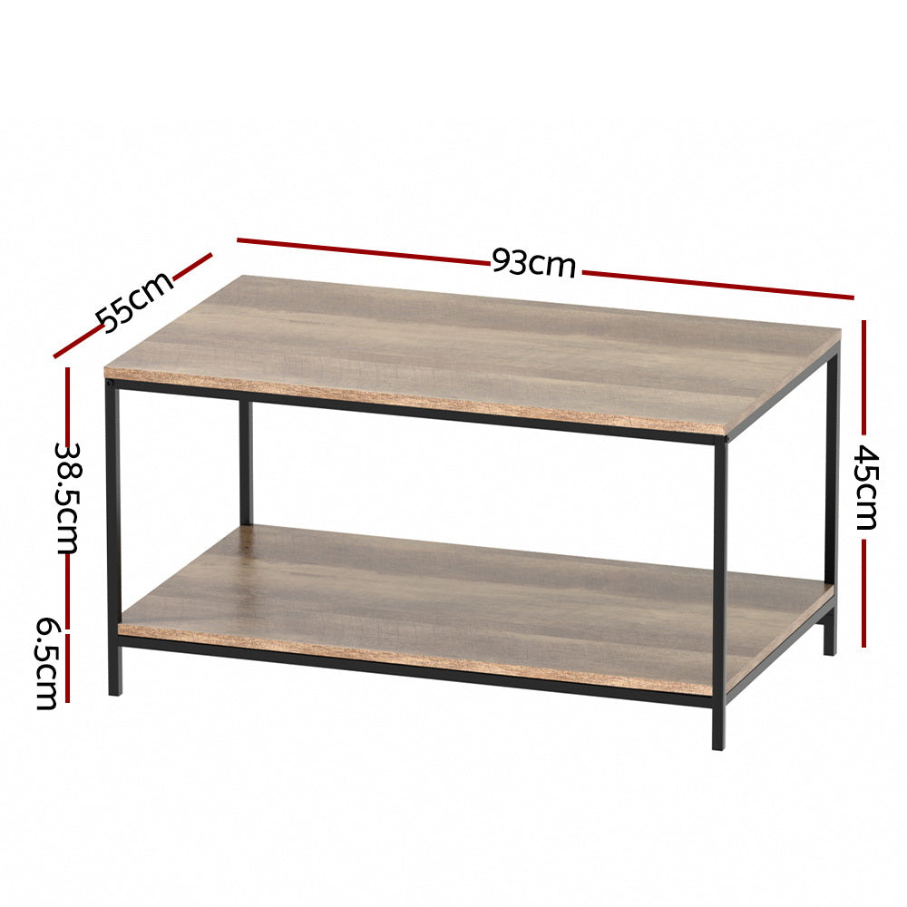 Artiss Coffee Table Rectangular 93CM Walnut Olin - Furniture > Living Room > Coffee Tables