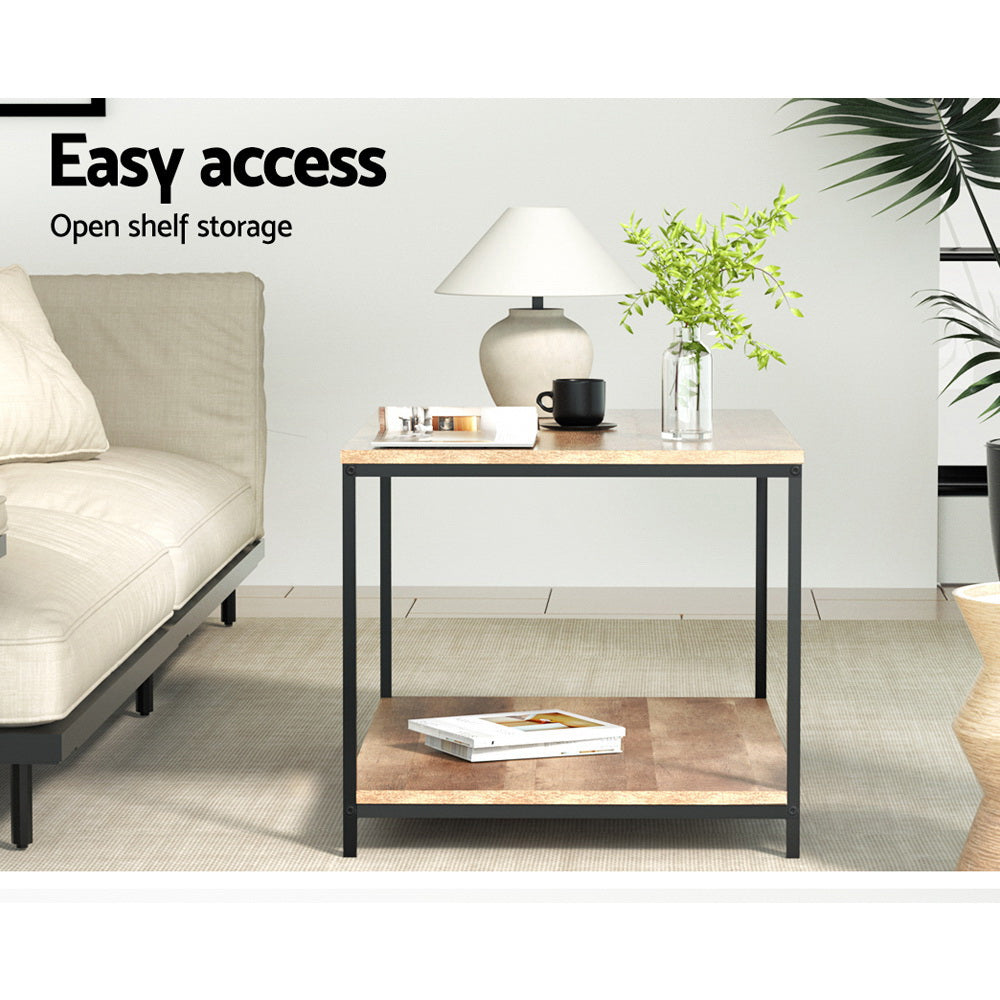 Artiss Coffee Table Rectangular 93CM Walnut Olin - Furniture > Living Room > Coffee Tables