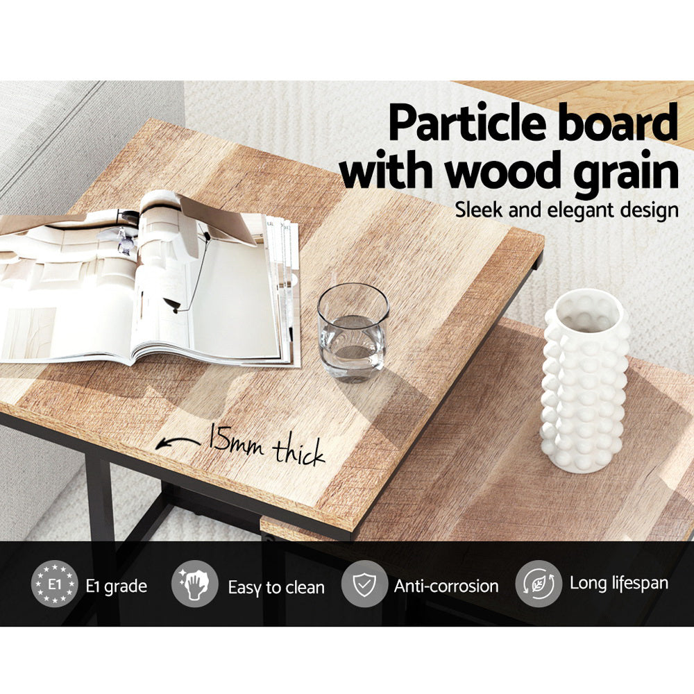 Artiss Nesting Coffee Table Sef of 2 Walnut Brok Furniture > Dining