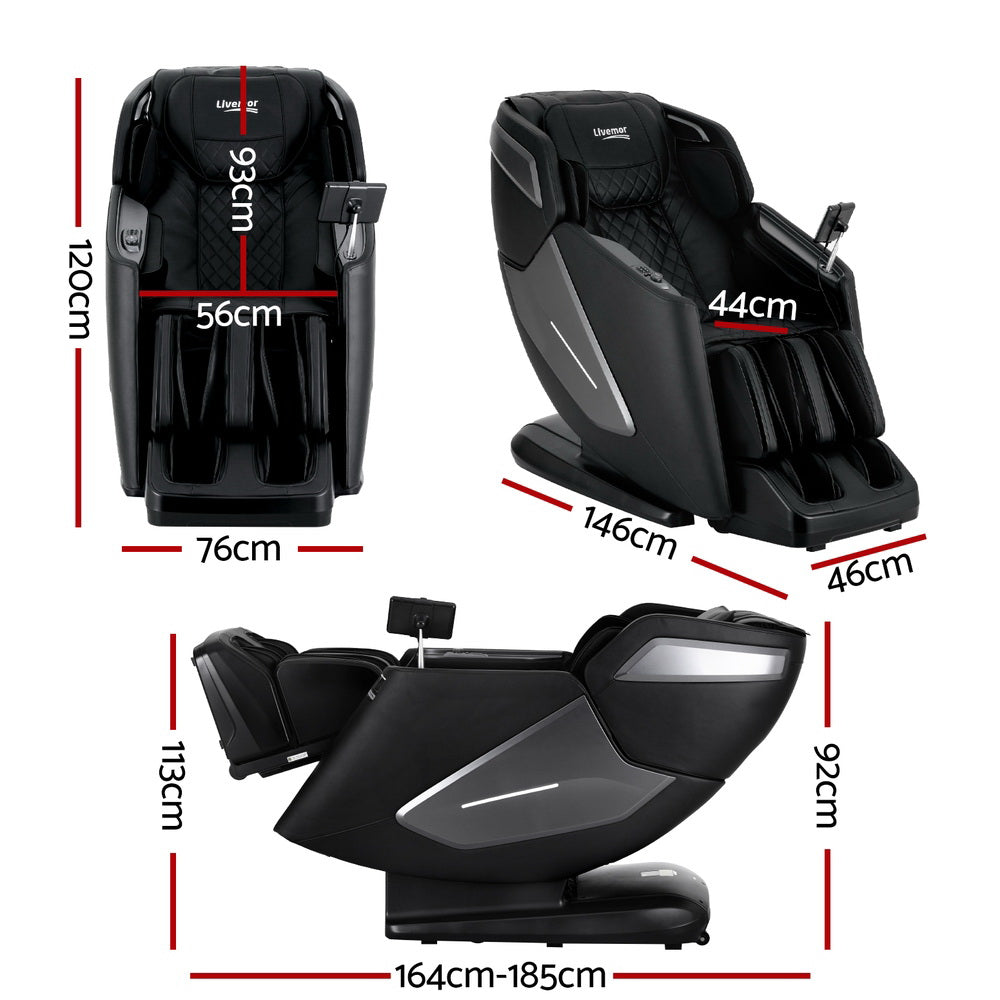 Livemor 4D Massage Chair Electric Recliner Home Massager Black - Furniture > Bar Stools & Chairs > Massage Chairs