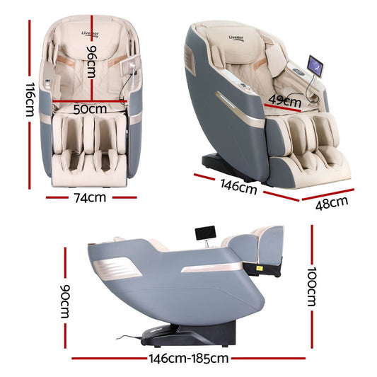 Livemor 4D Massage Chair Electric Recliner Home Massager Gray Sina Furniture > Bar Stools & Chairs > Massage Chairs