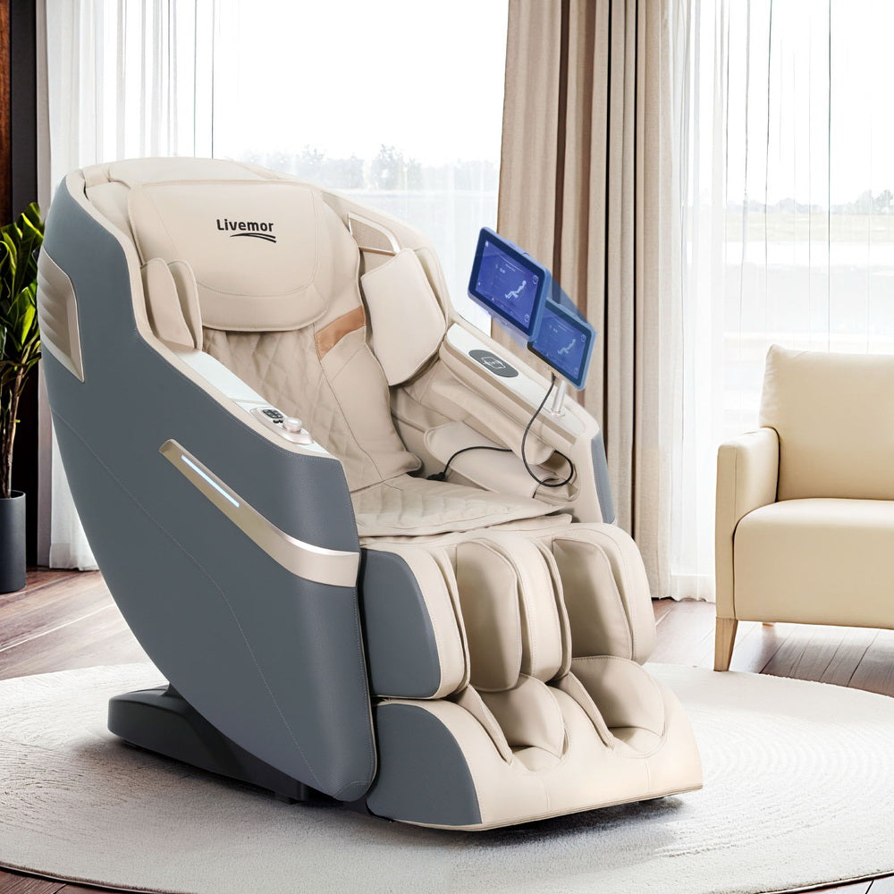 Livemor 4D Massage Chair Electric Recliner Home Massager Gray Sina - Furniture > Bar Stools & Chairs > Massage Chairs
