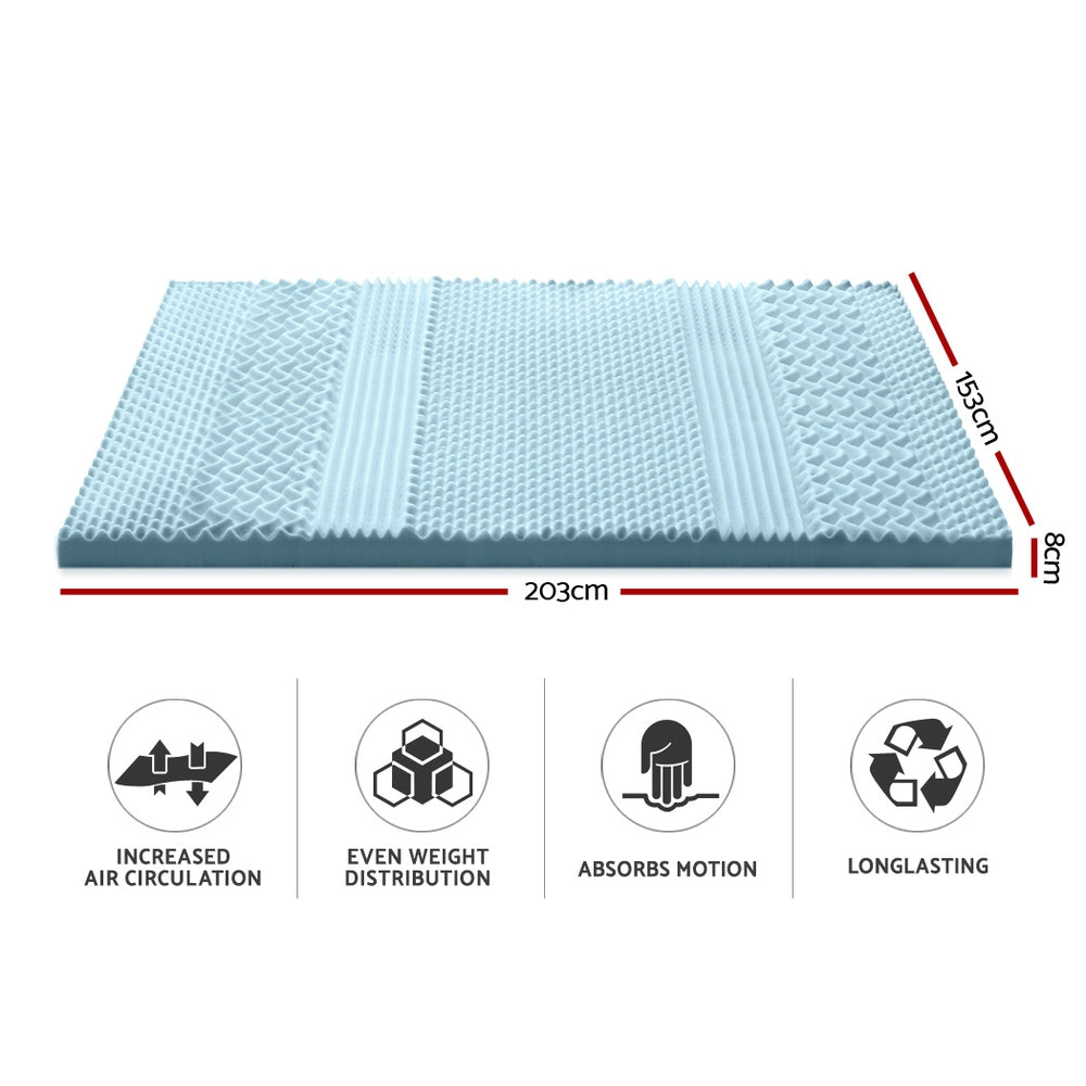Giselle Bedding Memory Foam Mattress Topper 7 Zone 8cm Queen Furniture > Mattresses