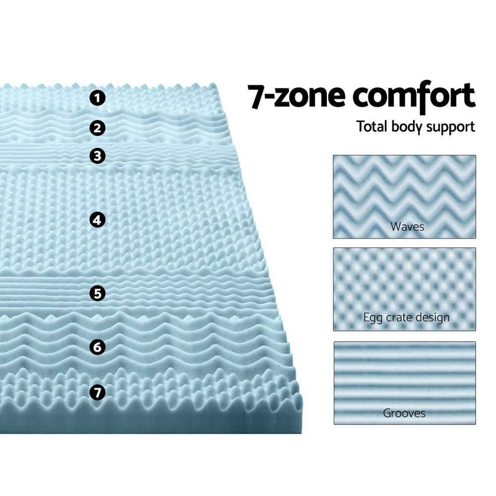 Giselle Bedding Memory Foam Mattress Topper 7 Zone 8cm Queen Furniture > Mattresses