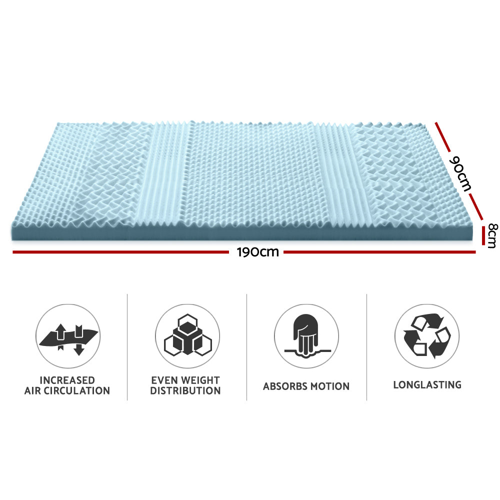 Giselle Bedding Memory Foam Mattress Topper 7 Zone 8cm Single Furniture > Mattresses