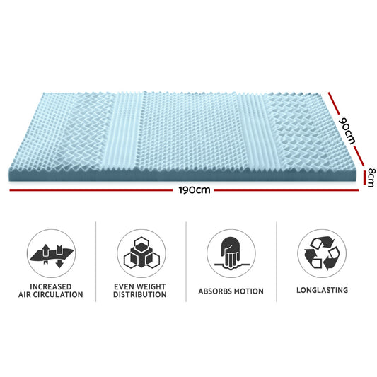 Giselle Bedding Memory Foam Mattress Topper 7 Zone 8cm Single Furniture > Mattresses