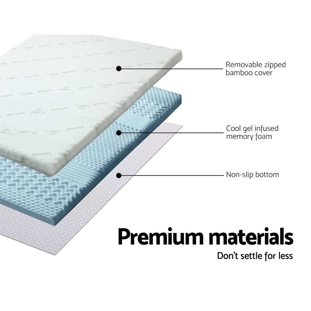 Giselle Bedding Memory Foam Mattress Topper 7 Zone 8cm Single Furniture > Mattresses