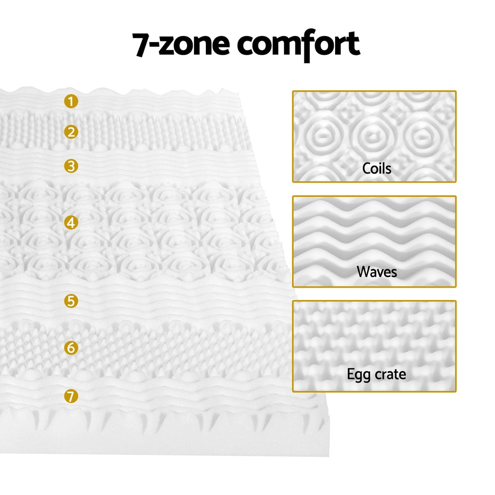 Giselle Bedding Memory Foam Mattress Topper 7 Zone Airflow Pad 8cm Double White Furniture > Mattresses > Mattress
