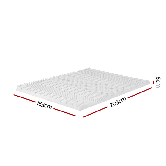 Giselle Bedding Memory Foam Mattress Topper 7 Zone Airflow Pad 8cm King White Furniture > Mattresses > Mattress Toppers