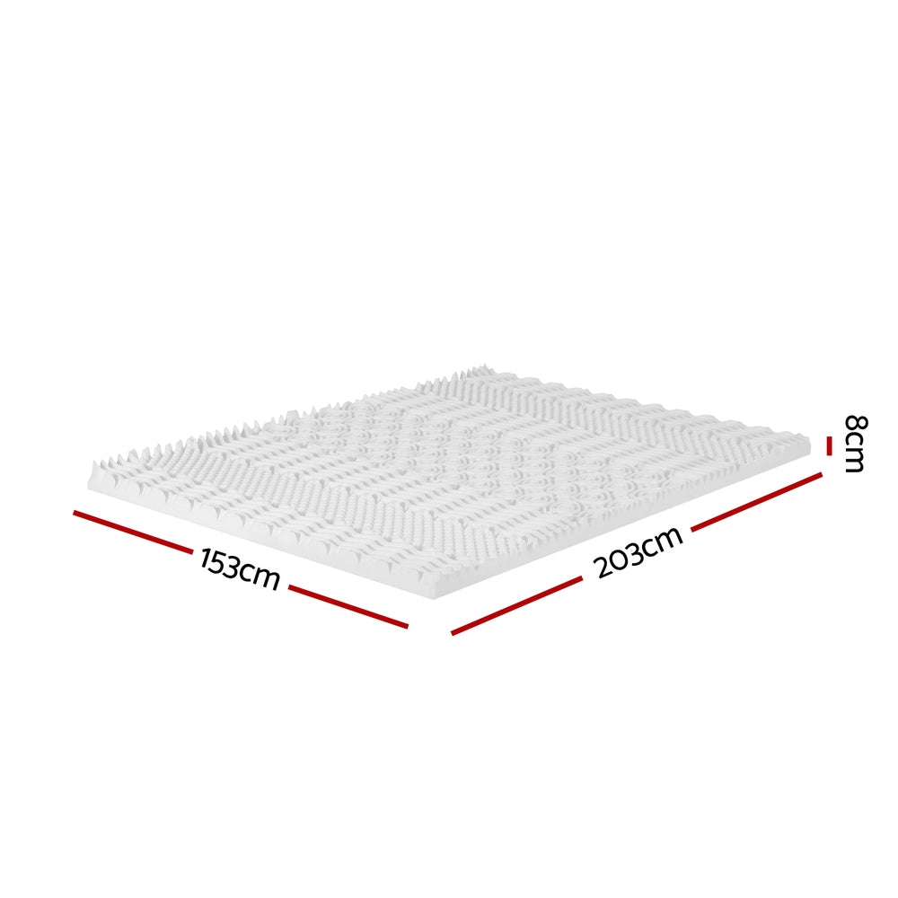 Giselle Bedding Memory Foam Mattress Topper 7 Zone Airflow Pad 8cm Queen White Furniture > Mattresses > Mattress Toppers