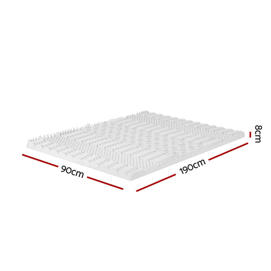 Giselle Bedding Memory Foam Mattress Topper 7 Zone Airflow Pad 8cm Single White Furniture > Mattresses > Mattress