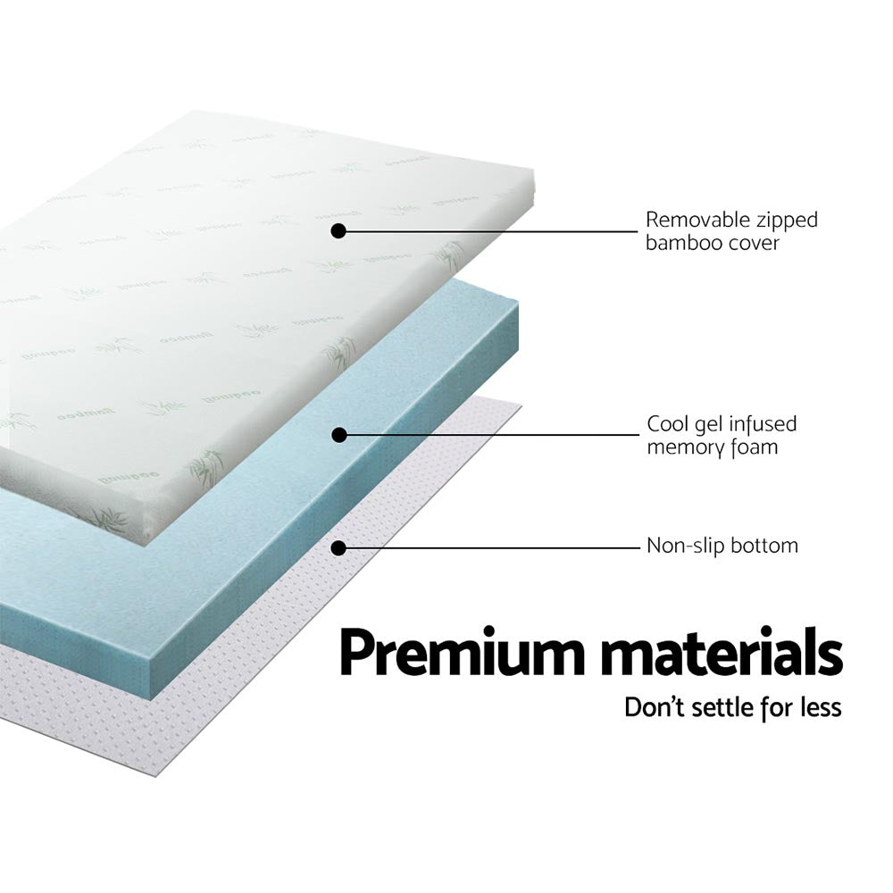 Giselle Bedding Memory Foam Mattress Topper Cool Gel 8cm Single Furniture > Mattresses
