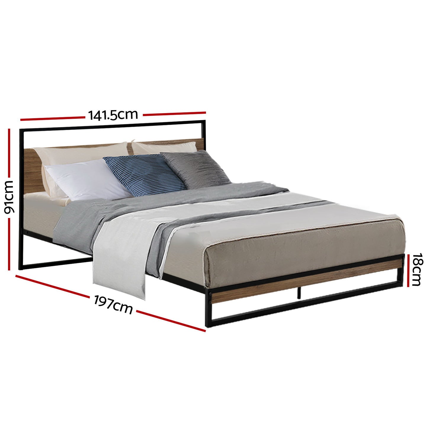 Artiss Bed Frame Double Size Metal Bed Frame DANE - Furniture > Bedroom > Beds & Bed Frames