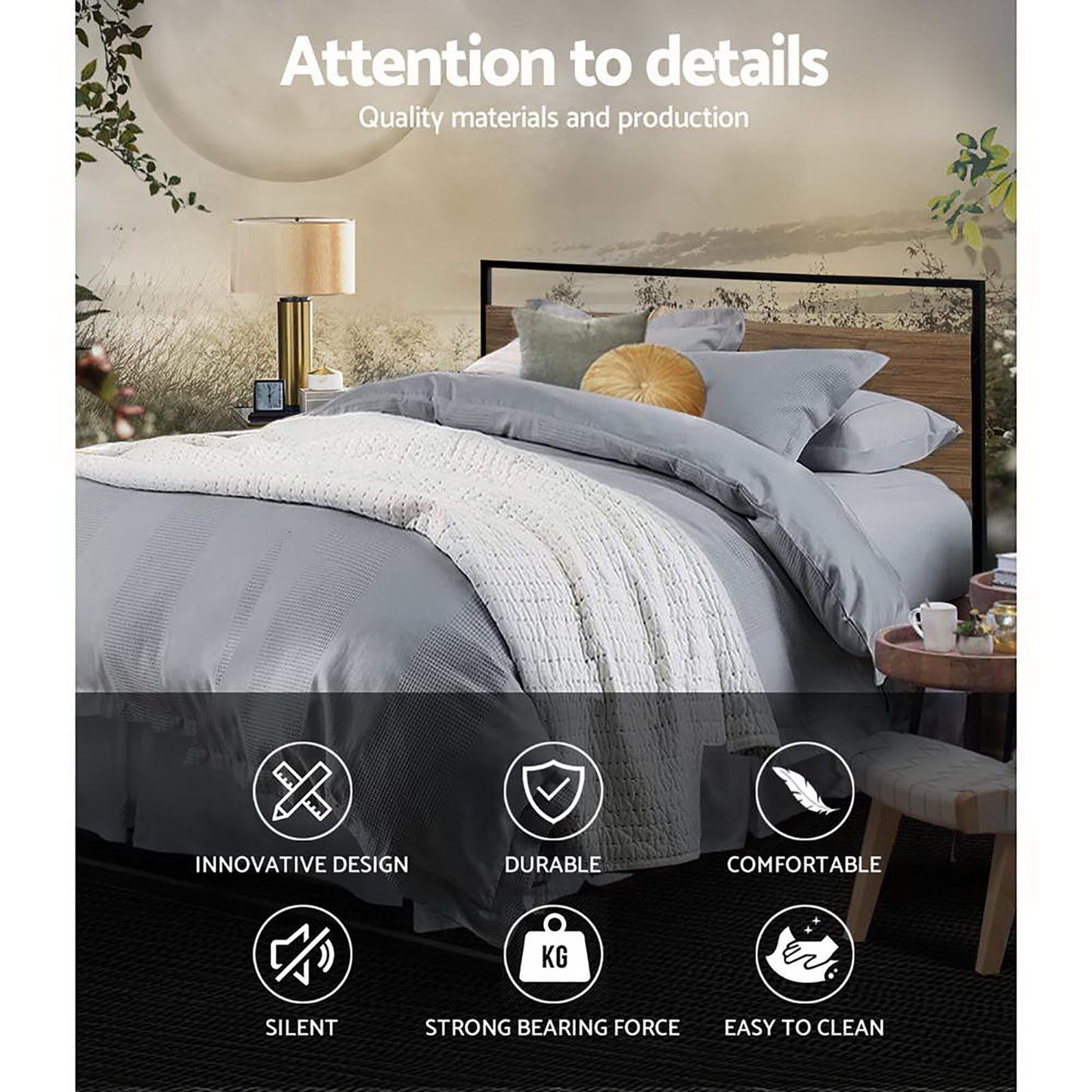 Artiss Bed Frame Double Size Metal Bed Frame DANE - Furniture > Bedroom > Beds & Bed Frames