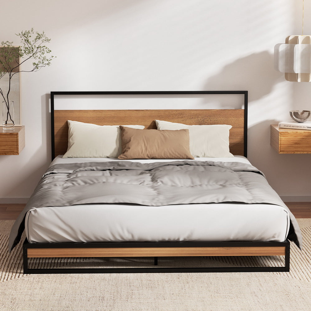 Artiss Metal Bed Frame Double Size Beds Platform with Mattress - Furniture > Bedroom > Beds & Bed Frames
