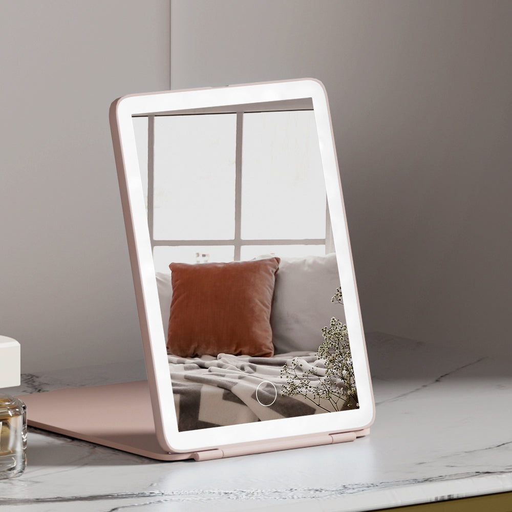 Embellir Compact Makeup Mirror w/ LED Light Portable Foldable Travel Beauty Pink Health & Beauty > Makeup Mirrors