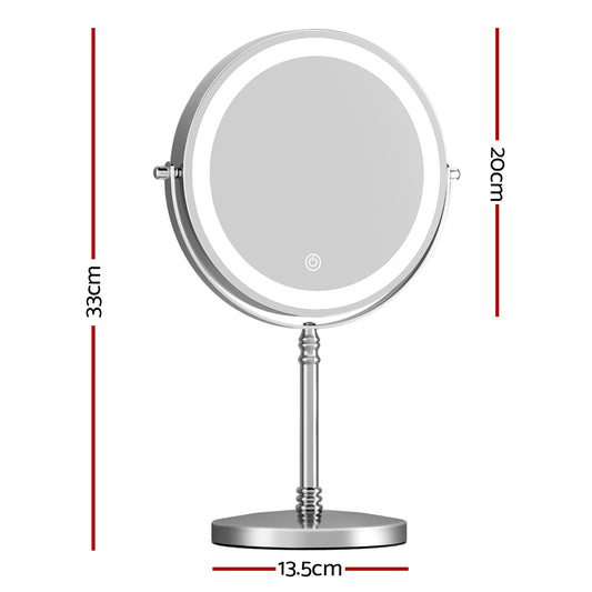 Embellir Makeup Mirror 20x20cm 10X Magnifying with LED Light Rotation Tabletop Health & Beauty > Makeup > Makeup Mirrors