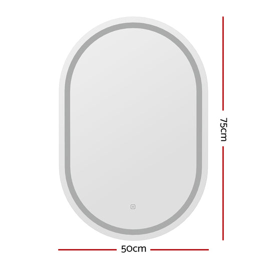 Embellir 2 LED Wall Mirror With Light 50X75CM Bathroom Decor Oval Mirrors Vanity Health & Beauty > Makeup > Makeup