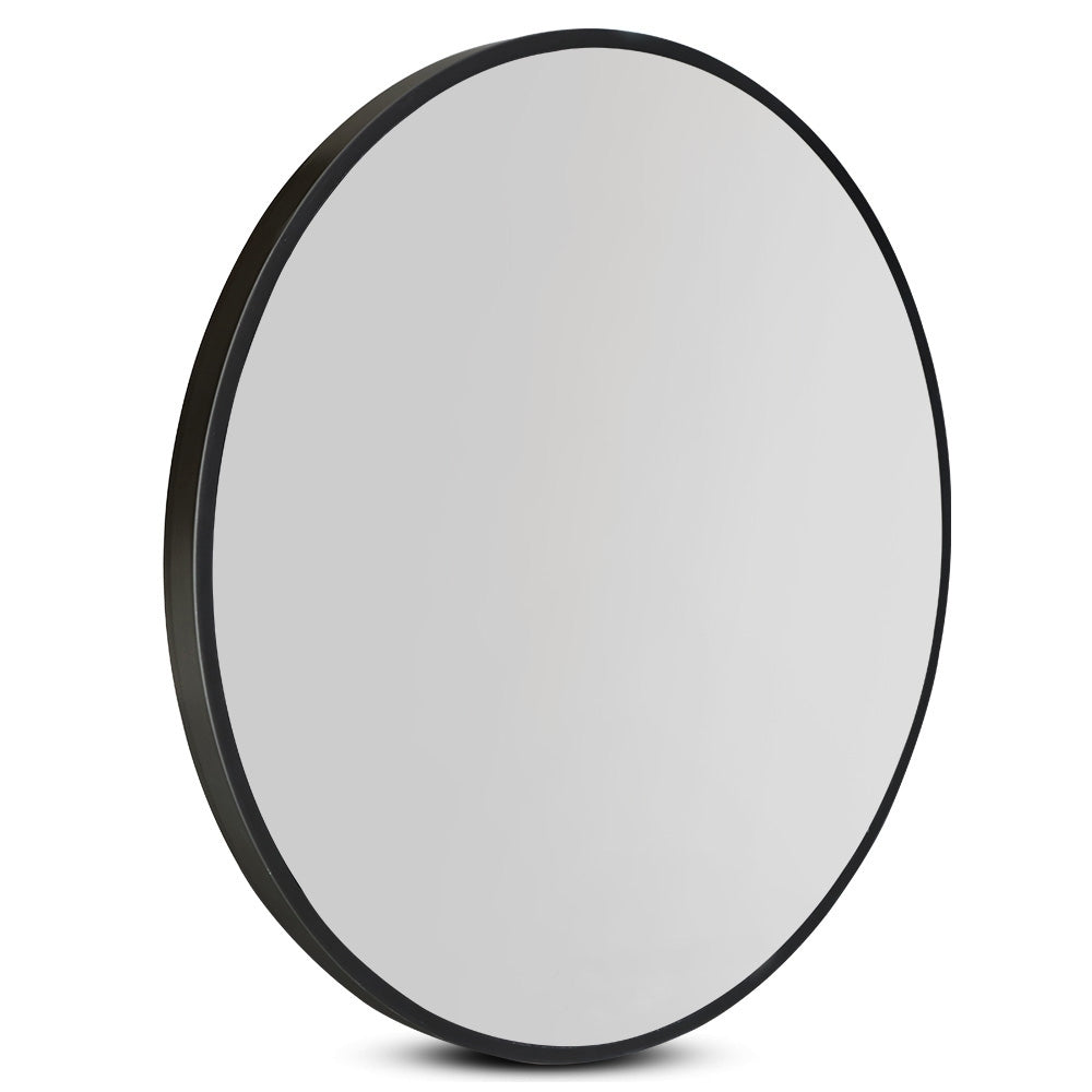 Embellir Wall Mirror Makeup 60cm Home Decor Framed Mirrors Bathroom Round Black Health & Beauty > Makeup > Makeup