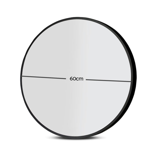Embellir Wall Mirror Makeup 60cm Home Decor Framed Mirrors Bathroom Round Black Health & Beauty > Makeup > Makeup