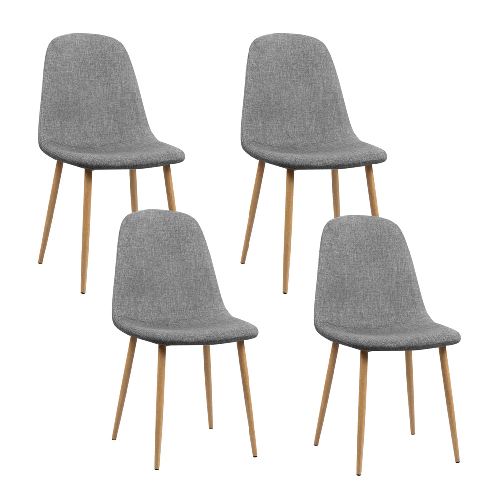 Artiss Dining Chairs Set of 4 Linen Curved Slope Grey Furniture > Dining > Dining Set