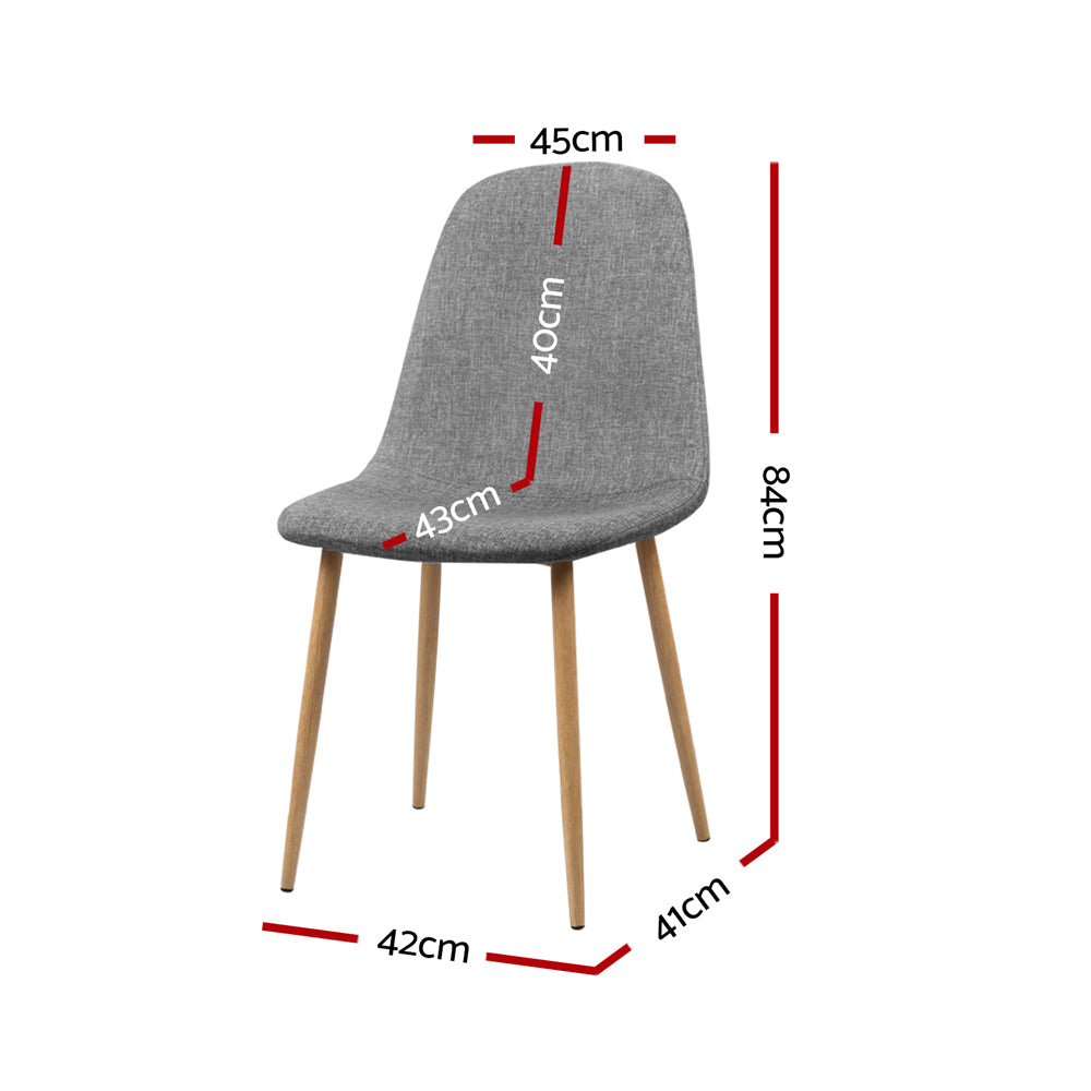 Artiss Dining Chairs Set of 4 Linen Curved Slope Grey Furniture > Dining > Dining Set