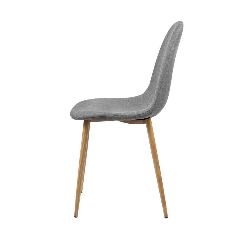 Artiss Dining Chairs Set of 4 Linen Curved Slope Grey Furniture > Dining > Dining Set