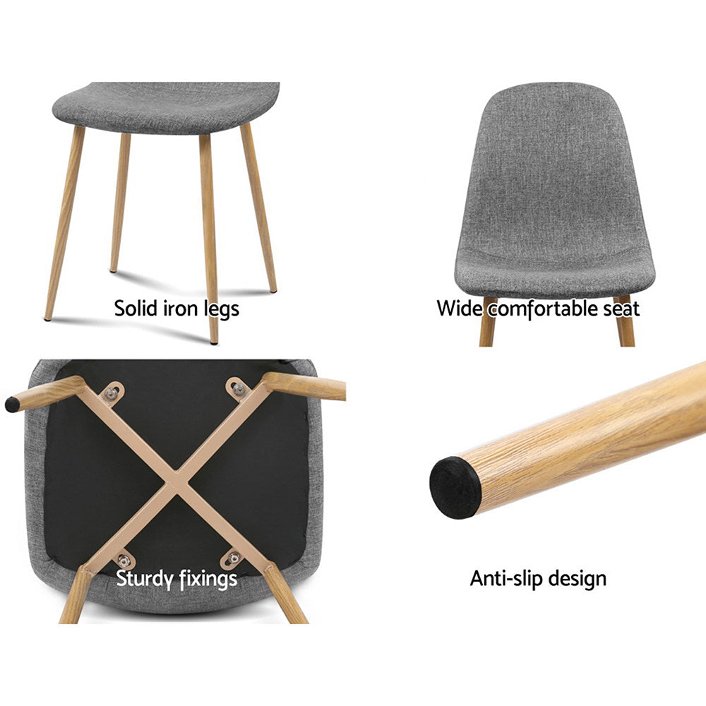 Artiss Dining Chairs Set of 4 Linen Curved Slope Grey Furniture > Dining > Dining Set