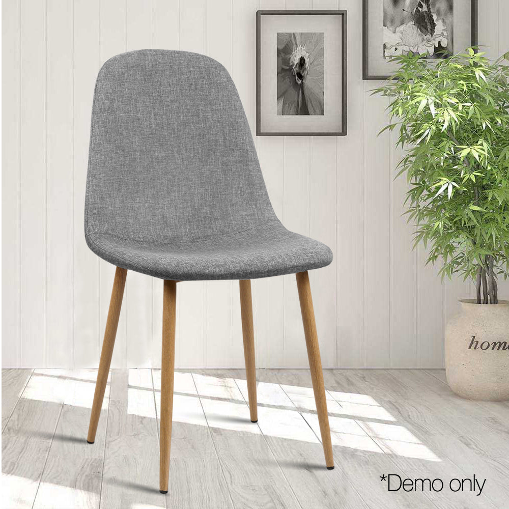 Artiss Dining Chairs Set of 4 Linen Curved Slope Grey Furniture > Dining > Dining Set
