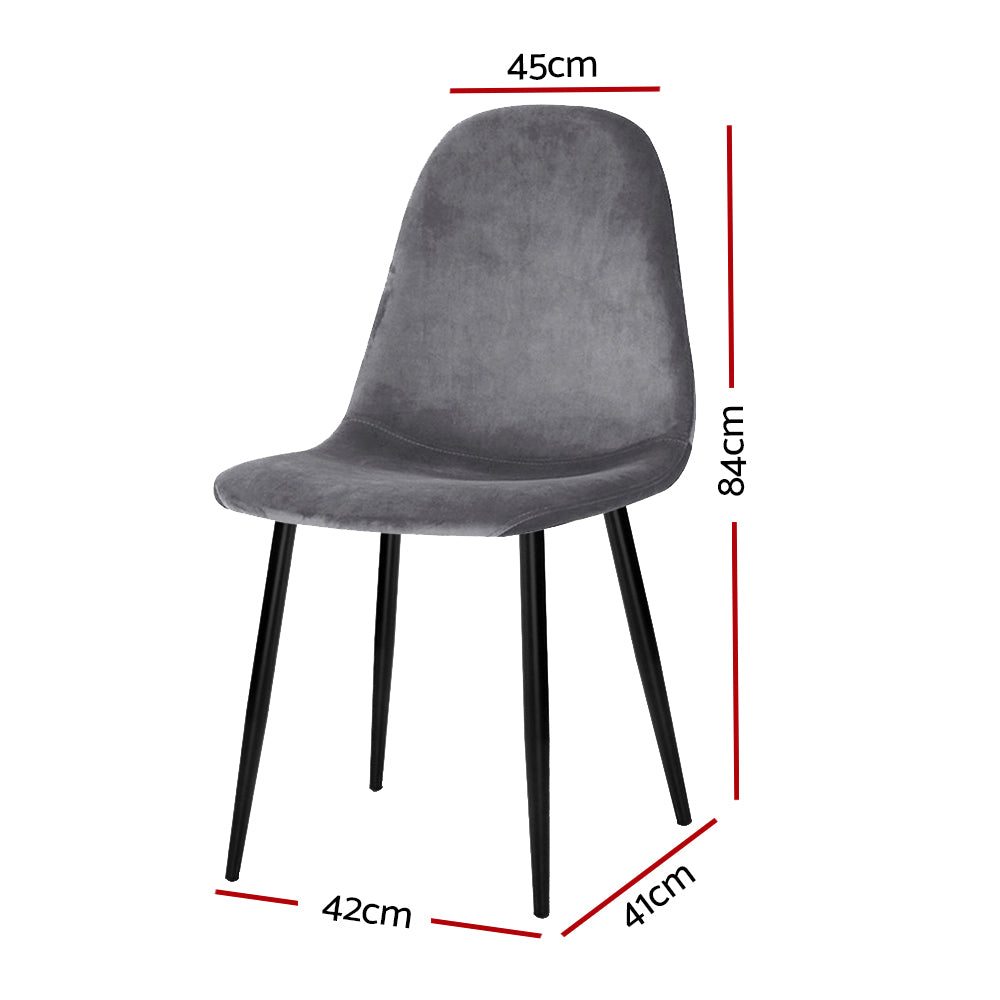 Artiss Dining Chairs Set of 4 Velvet Curved Slope Grey - Furniture > Dining > Dining Set