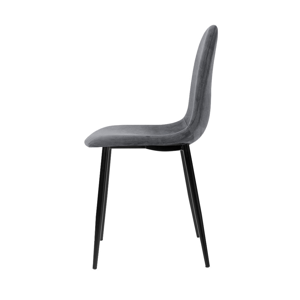 Artiss Dining Chairs Set of 4 Velvet Curved Slope Grey - Furniture > Dining > Dining Set