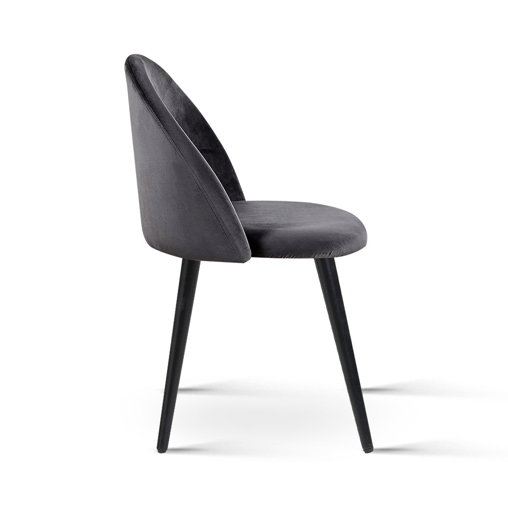 Artiss Dining Chairs Set of 2 Velvet Solid Curved Dark Grey - Furniture > Dining > Dining Set