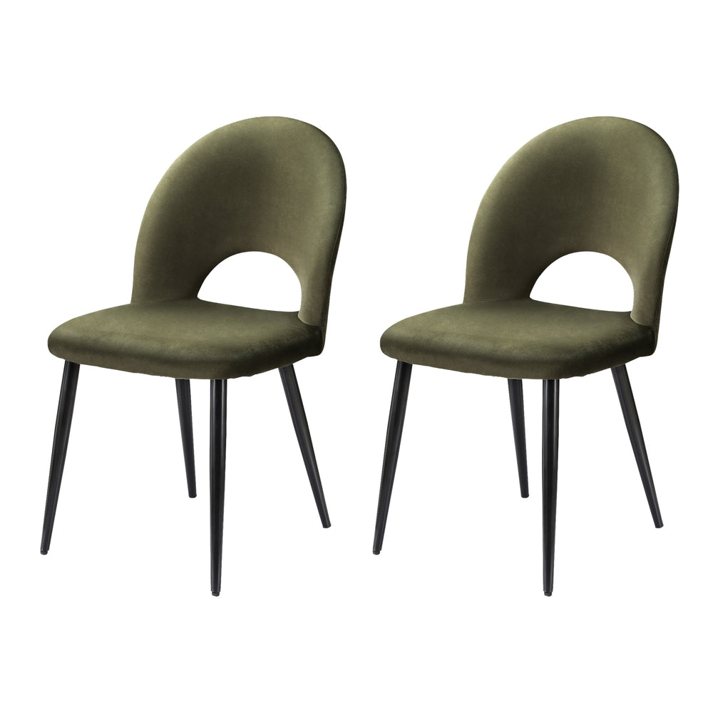 Artiss Dining Chairs Set of 2 Velvet Hollow Green - Furniture > Dining > Dining Set