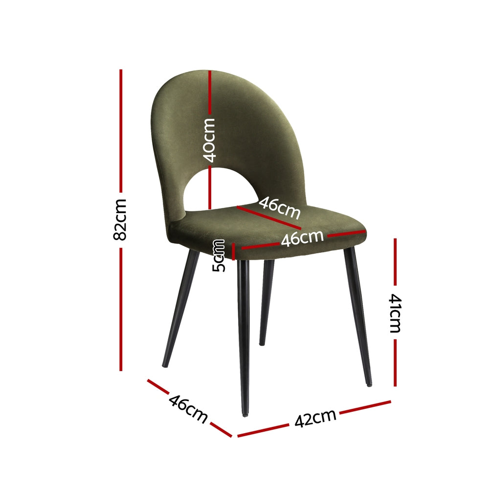 Artiss Dining Chairs Set of 2 Velvet Hollow Green - Furniture > Dining > Dining Set