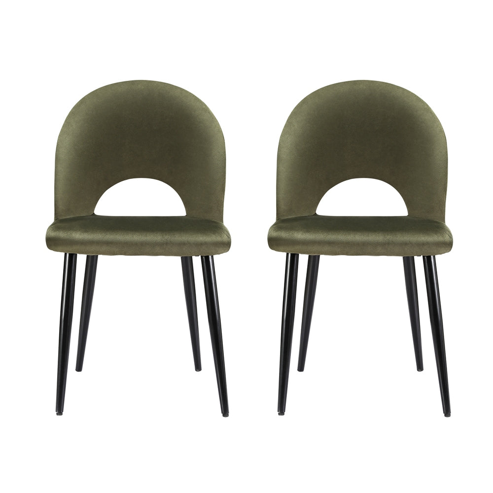 Artiss Dining Chairs Set of 2 Velvet Hollow Green - Furniture > Dining > Dining Set